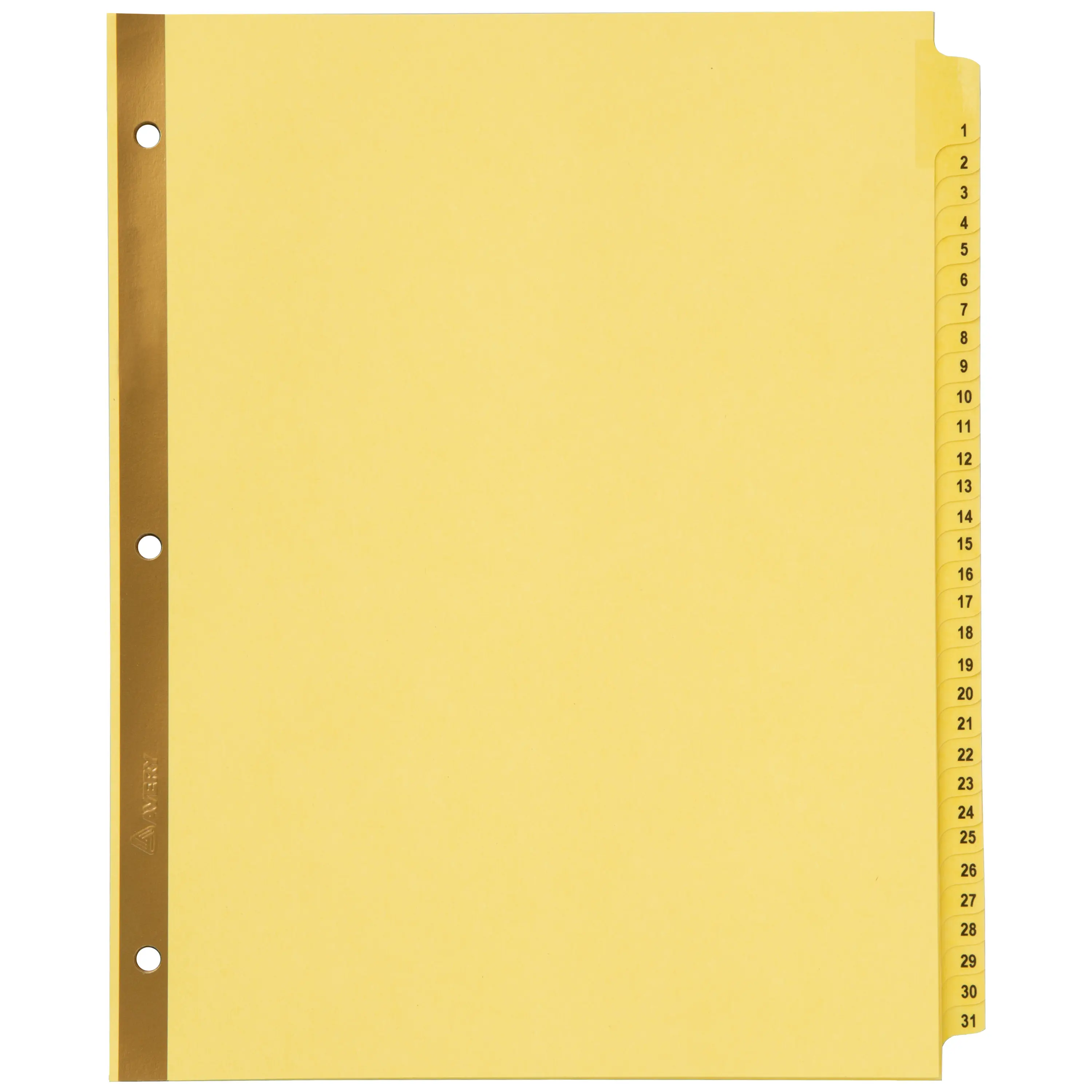 Avery Preprinted Laminated Tab Dividers, Gold Reinforced Binding Edge, 1-31 Tabs, 1 Set (11308)