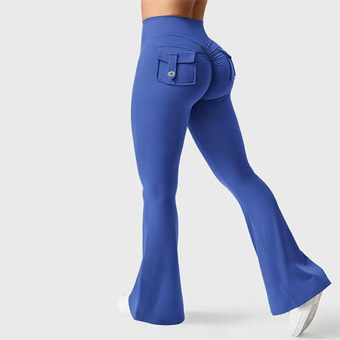 BaseTry Women's Spring Flared Pants, High-Waisted Yoga Pants, with Back Pockets, Loose and Stretchy Casual Pants, Loungewear, Athletic Pants/Leggings