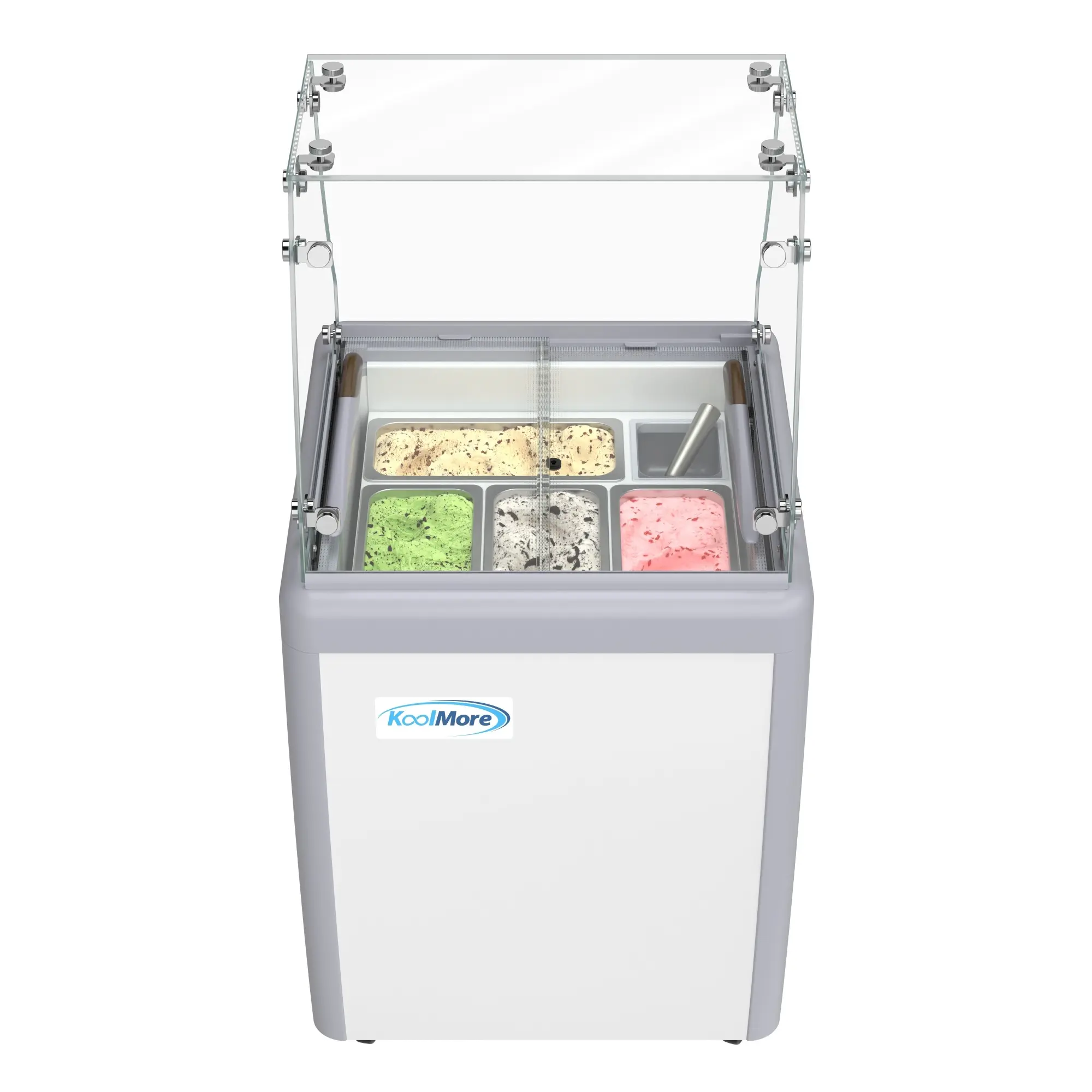 26 in. Gelato Dipping Cabinet Display Freezer with Sliding Glass Door and Sneeze Guard, 6 Cu. Ft. KM-GDC-26SD-FG