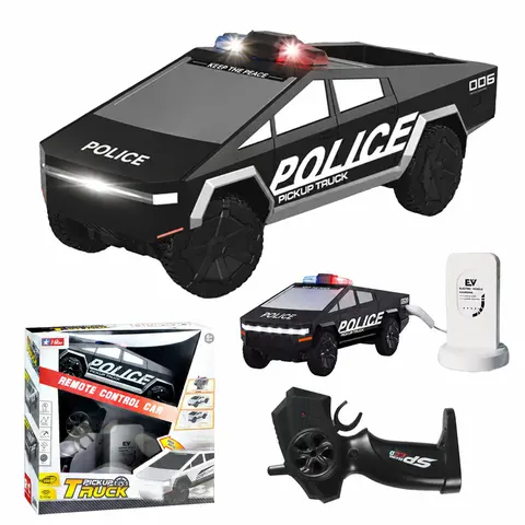 1/24 Scale Realistic RC Cop Car Toy - Miniature Remote Controlled Vehicle (23x9x9.5cm), Rechargeable, Built-in Lights for Nighttime Fun, Cargo Space, Toys for Boys, Adults, Fun Play, RC Cars