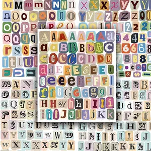 378 Retro Letter Number Symbol Stickers Set, DIY Scrapbook Stickers, Self-Adhesive Waterproof, Creative Notebook Decorations