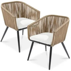 Best Choice Products Set of 2 Indoor Outdoor Patio Dining Chairs Woven Wicker Seating Set 250lb Capacity