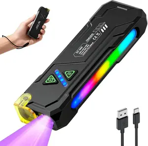 3-in-1 EDC Pocket Flashlight 680 Lumen High Bright Main Light, UV Detection Purple Light & 7 Color RGB Side Light, Magnetic Back Clip Multi Modes Waterproof Handheld Torch for Camping, Car Repair, Emergency Night Walk