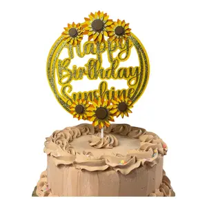 Creativity Shimmers Sunshine Theme Birthday Cake Topper Multilayered, Multicolor, Safe, Sturdy, Handmade, Reusable