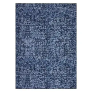 GARVEE 8x10 Washable Rug for Living Room Non-Slip Modern Abstract Area Rug Stain Resistant Large Bedroom Rug Contemporary Accent Throw Floor Carpet Solid Rug for Dining Room Home Decor, Blue
