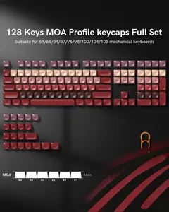 Womier PBT Keycaps, Glossy Red Lipstick Jelly Keycaps MOA Profile, 128 Keys Elegant Cute Custom Key caps for 61/68/84/87