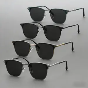 4 PCS Vintage Half Frame Browline Sunglasses for Men, Retro Inspired Style Outdoor UV Protection Shades