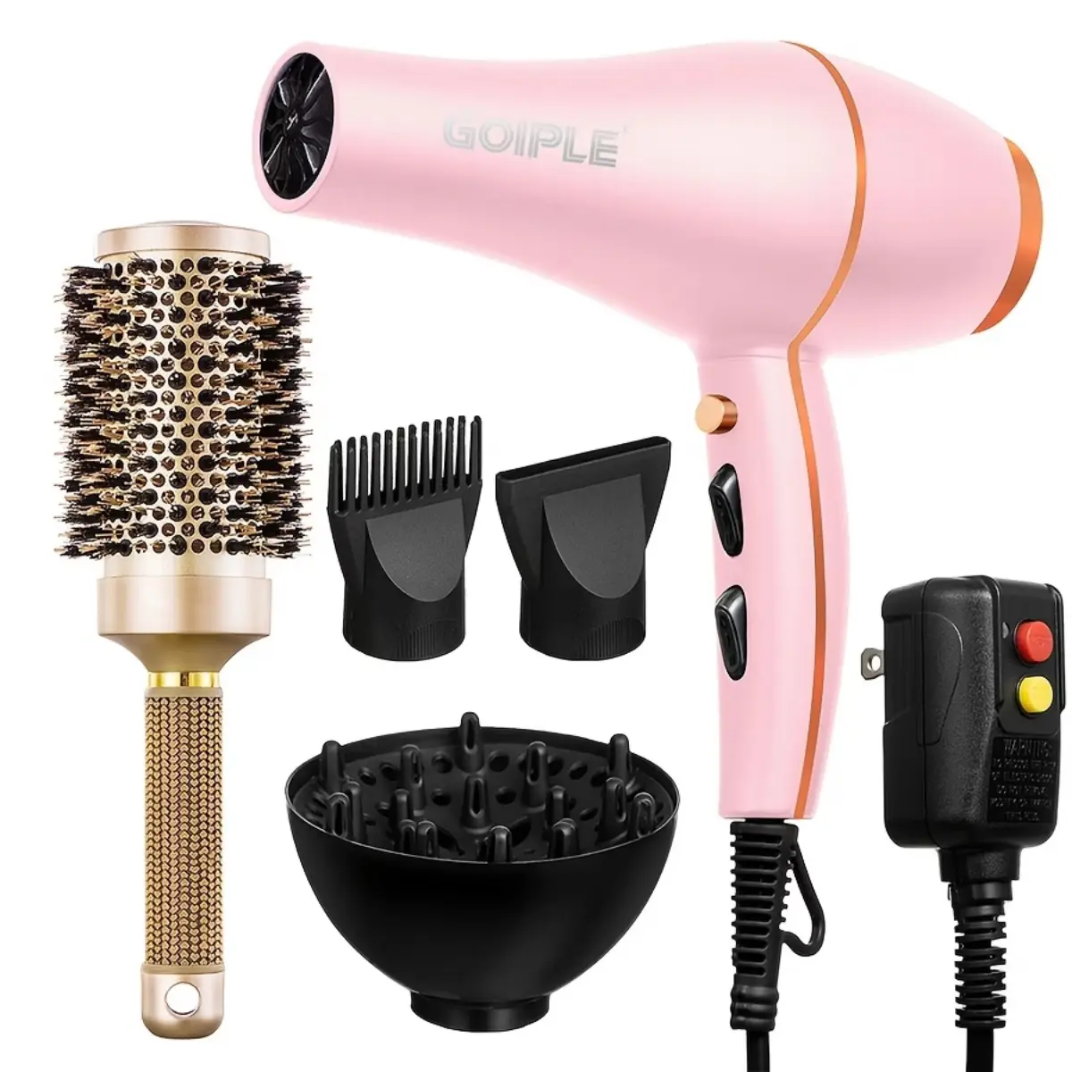 Goiple Hair Dryer Kit for Man and Woman All Hair Types with Advanced Technology for Fast Drying, 3 Temps, 2 Speeds, Efficient Drying, Reducing Frizz, and Enhancing Shine, Includes Blow Dryer, Detangling Brush, Create Curly Hair, Wavy Hairstyles