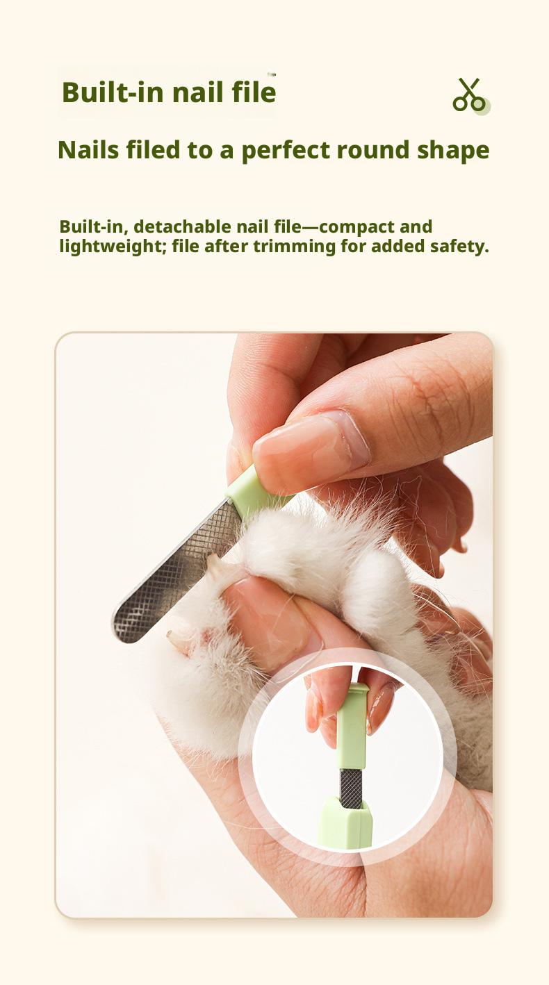 LED Pet Nail Clipper for Cats Dogs, Anti-Splash Cat Nail Trimmer with Built-in Nail File, Safe Pet Grooming Tool for Small Animals