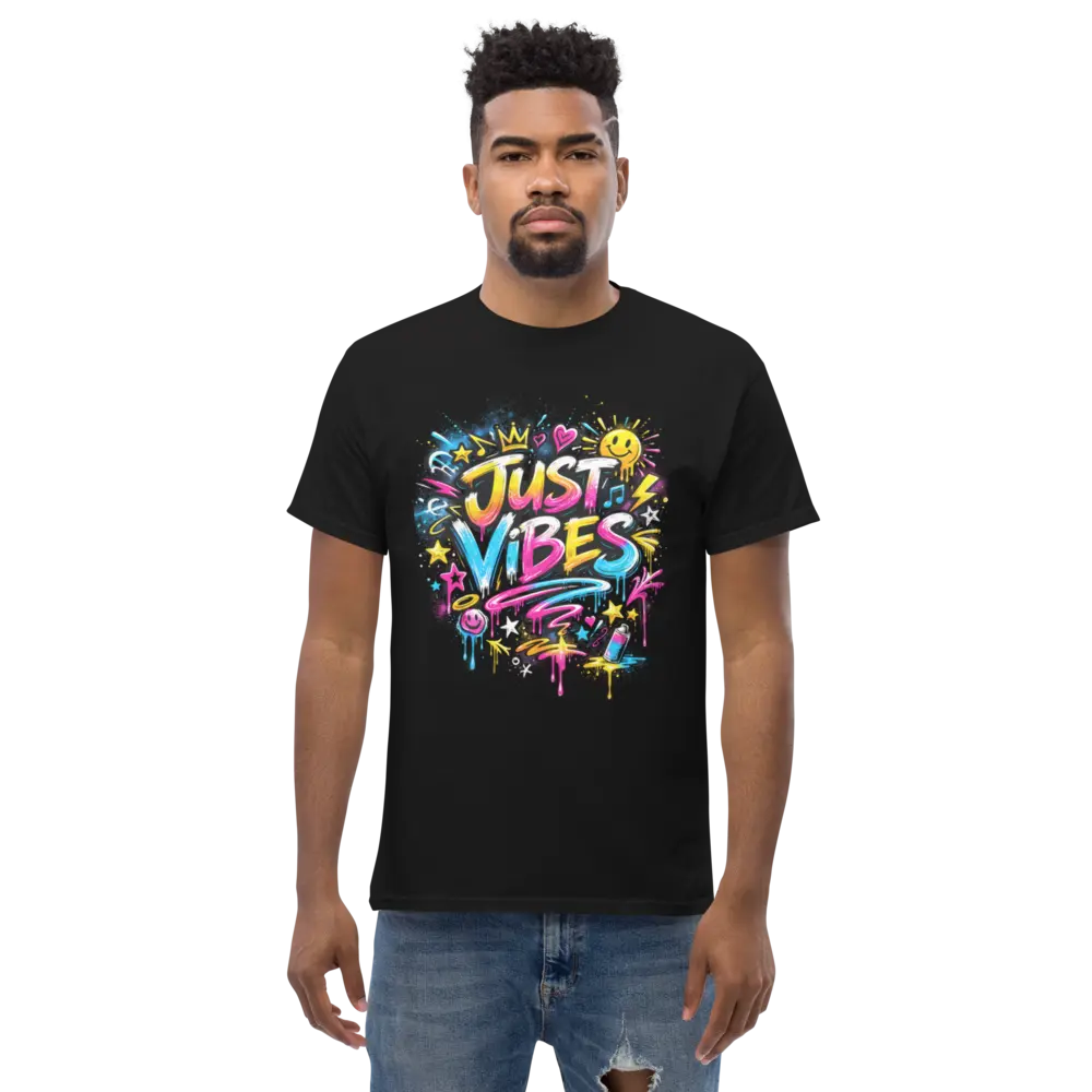 Neon Graffiti "Just Vibes" T-Shirt | Summer Festival & Rave Essential Unisex classic tee