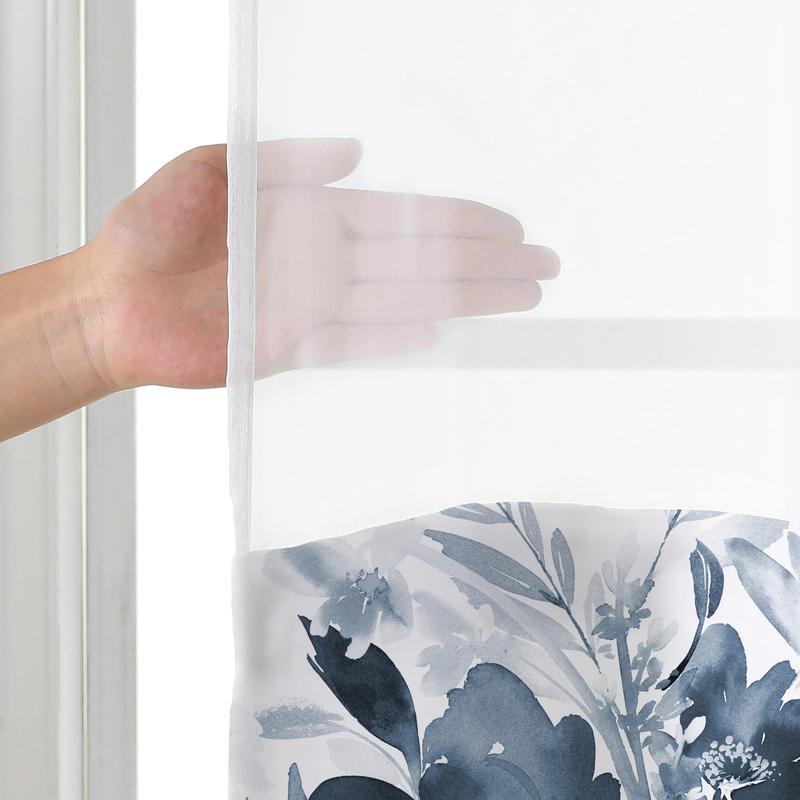 Floral Printed Shower Curtain, 1 Count Waterproof Shower Curtain with Removable Liner, Bathroom Decor Supplies for Home Hotel Salon Dormitory, Bathroom Decoration Accessories