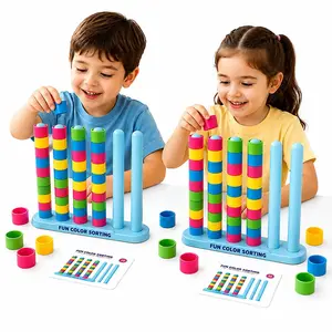 Color Stacking Challenge Toy, Stem Educational Game for Kids, Family Fun Party Game, Color Classification Puzzle, Quick Play Brain Teaser