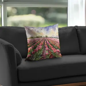 Begin Home Decor C1PT18180RS3BK 18 x 18 in. Rose Row Red Poly Twill Throw Pillow Insert - Home Decor