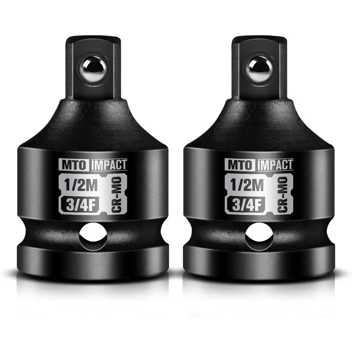 2-Piece Heavy Duty Socket Adapter & Reducer Set for Construction Tools & Automotive Repairs, 3/4" Female to 1/2" Male Socket Adapter, 3/4" Drive Reducer, Chrome-Molybdenum Alloy Steel, Two Piece Set, Secure Lock