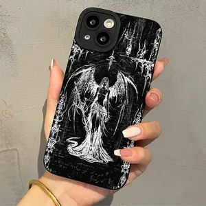 Punk Angel Pattern Phone Case, Full Body Shockproof Phone Protective Cover, Phone Accessories for iPhone 17 16 15 14 13 12 11 Pro Max Phone Cases and iPhone X/XS MAX, 12 13 Mini, iPhone SE4/16E, Casing, Black