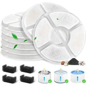 12 Pack  Water Fountain Filter, 8 count  Fountain Filters Replacement & 4 count Pre-Filter Sponges for 81oz / 2.4L Round Automatic Pet Water Fountain  Dispenser, 3-Filtration System