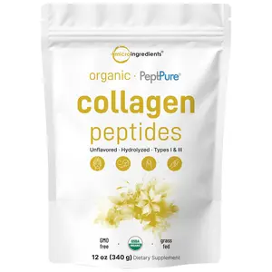 Micro Ingredients Organic Collagen Peptides Powder, 12oz Edible Supplement Micro Ingredients Organic Collagen Peptides Powder, 12oz Edible Supplement