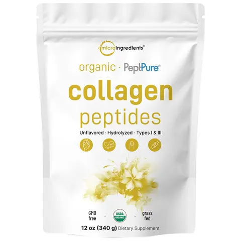 Micro Ingredients Organic Collagen Peptides Powder, 12oz Edible Supplement