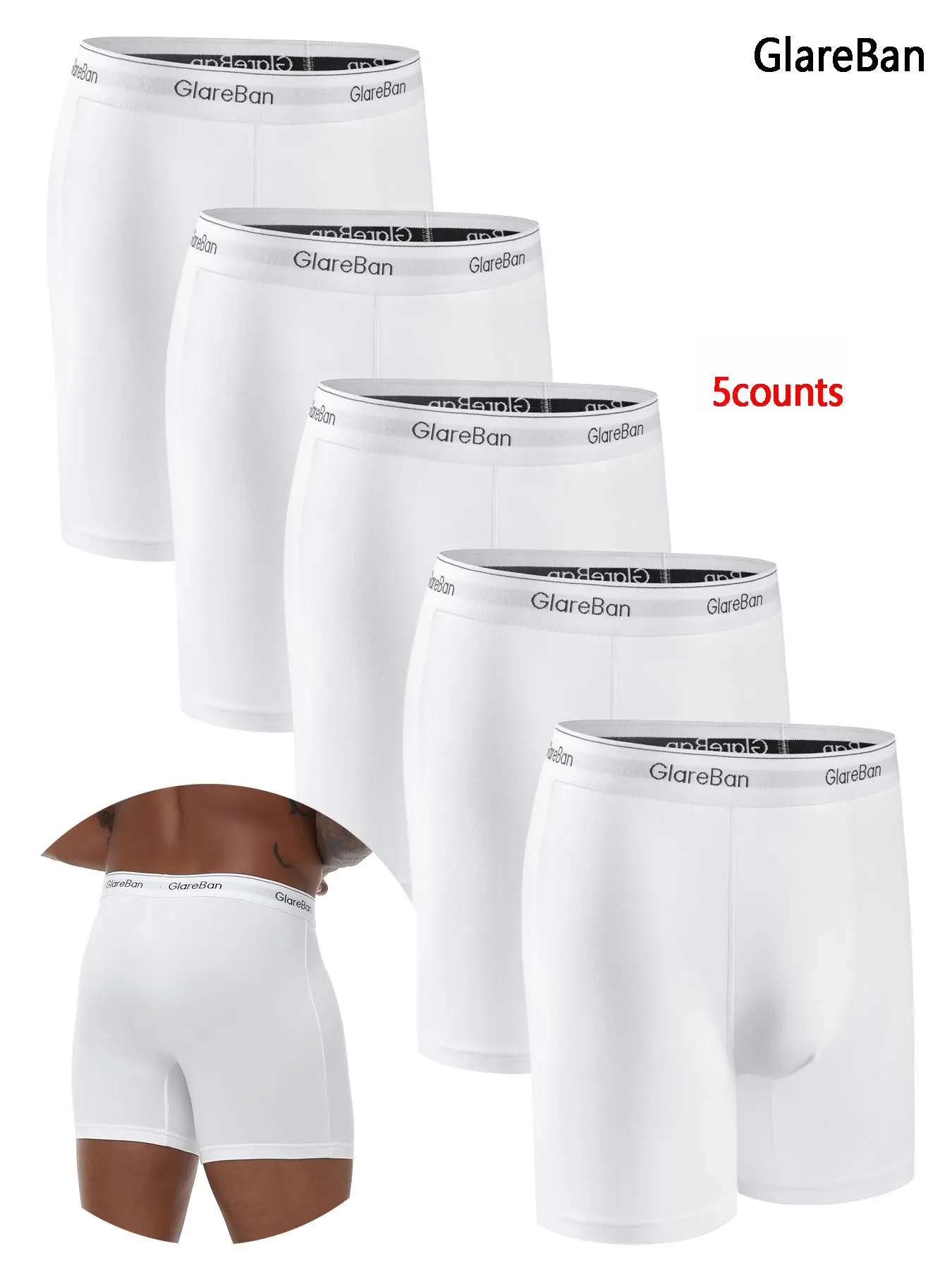 5pcs Mid-Length Boxer Briefs for Men, Breathable & Fitted Lingerie, Casual Style Contrast Binding Design, All Season Wear