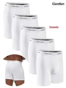 5pieces Mid-Long Brand White Boxer Shorts Men Fashion Brand Underwear Breathable Male Underpants for Men Comfortable Homme Boxershorts Slips Soft Briefs Panties 2024