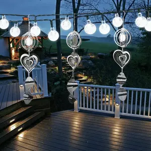 Metal Bird Scare Discs Set, Wind Spinner 3D Hanging Wind Sculptures, Bird Scare Devices Outside Outdoor Garden Decor, Mirrored Wind Chime to Scare Birds Away from Yard Patio Farm