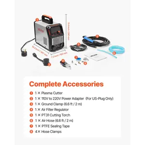 VEVOR Plasma Cutter, 50A Plasma Cutting Machine, 110V/220V Dual Voltage Digital Display IGBT Inverter - with 2T/4T Function Adjustable PA/PT Time for Home Repairs, Workshops