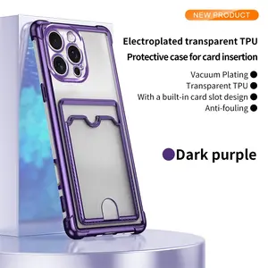 Four Corner Electroplated Card Holder Airbag Case for iPhone 17 Pro Max, Silicone Shockproof with Card Slot, Premium New Design