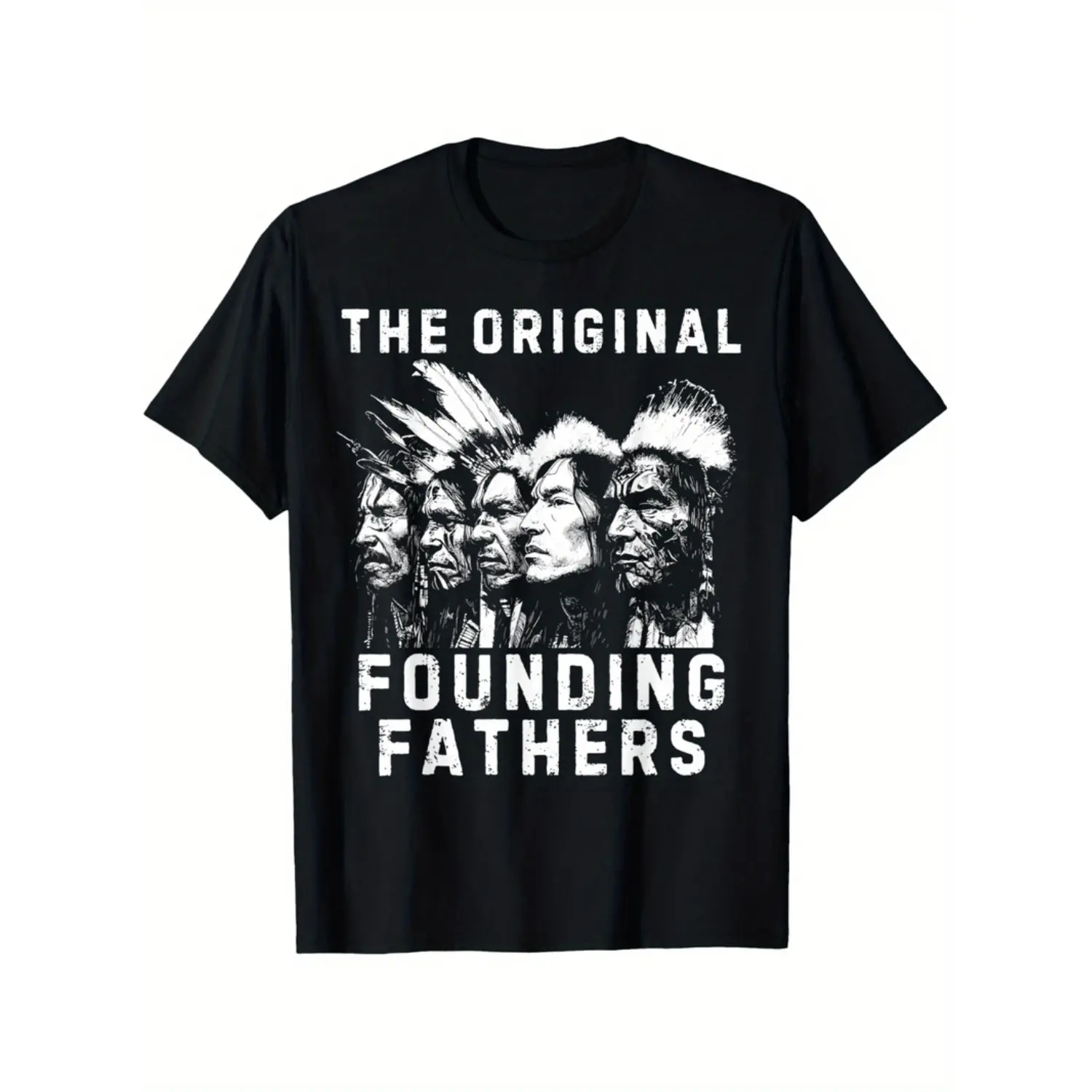 Men's Vintage Native Art Graphic Crew Neck T-Shirt, 100% Cotton Relaxed Fit Menswear, Casual Short Sleeve Top for Parents, Plus Sizes 1XL-5XL, Round Neck, Tshirt, Xxxxl, Text Print, Native Theme, Shortsleeve, Clothes, Breathable, Classic, Loose-Fitting, M