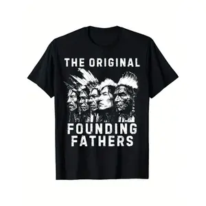 Vintage Native American Indian Graphic T-Shirt 100 Cotton 180GSM Moisture Wicking Relaxed Fit Mens Tee Ideal Birthday Gift Black Casual Round Neck Breathable Sizes 1XL To 5XL