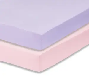 Everyday Kids 2 Pack Fitted Crib Sheet, 100% Soft Breathable Microfiber its Standard Size Crib Mattress 28in x 52in-Lavender/Pink
