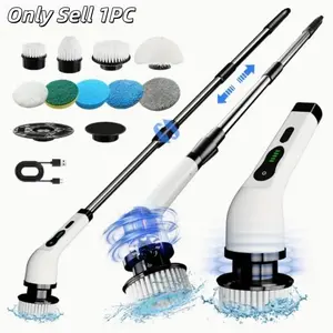 Electric Spin Scrubber, Cordless Shower Scrubber with IPX7 Waterproof, Electric Cleaning Brush, Multi-Surface Use, Long Battery Life,5 Adjustable Speed &3 Extendable Handle,  Replaceable Brush Heads, Multi- Purpose Cleaning Kit for Bathroom & Kitchen