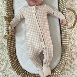 Pink Baby Bamboo Zippered Romper – Classic Gingham