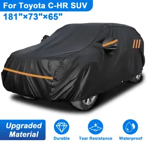 Full Car Cover for Toyota C-HR SUV 100% Waterproof All-Weather Outdoor Indoor SUV Protection Heavy Duty Durable Material with UV & Scratch Resistant Reflective Straps with Storage Bag Up to 181" Black