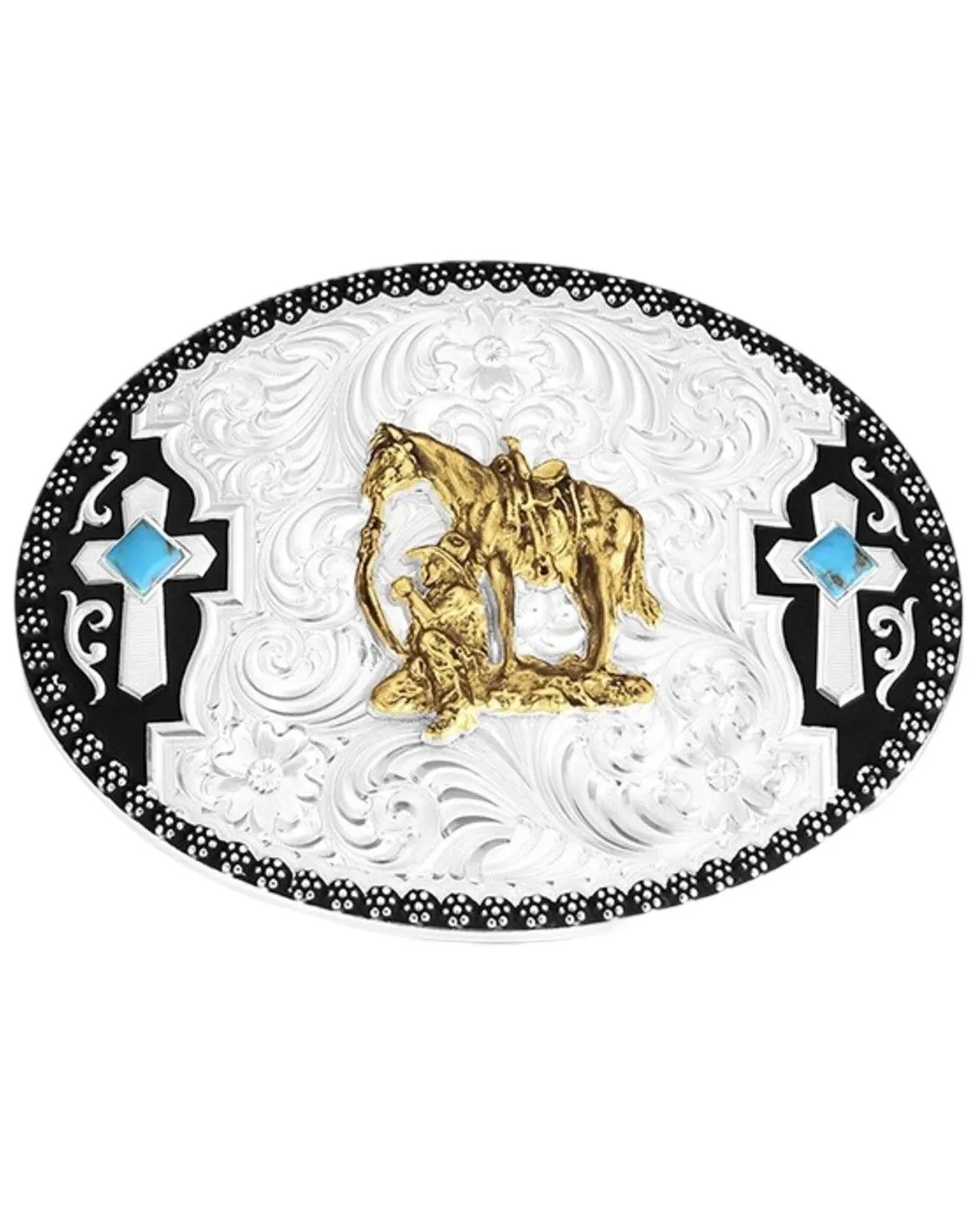 Montana Silversmiths Unisex Undeniable Faith Buckle With Praying Cowboy - 58610-456