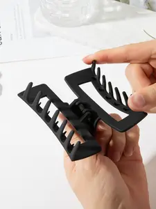 Women's Soft Rubber Hair Claw Clip, Vintage Matte Finish Large Square Design, 10.5cm/4.1in Stylish Headwear Accessory, Flat Claw Clips