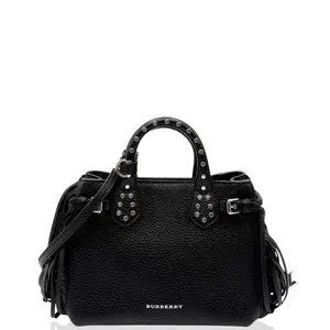 Pre-owned BURBERRY Leather tote bags Fringe Studded Baby Banner Tote Hammered Calfskin Black (fu031126d7)