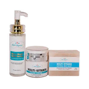 Sha's Organic Skincare Multi-Vitamin Young Skincare Package Set Nourishing Serum with Collagen Vitamins B C E for Radiant Skin Soap Coconut