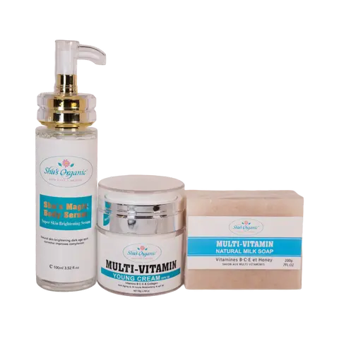 Unisex 3-Piece All-Skin Friendly Skin Care Set - SPF 30 Moisturizer Cream, Collagen Serum, Coconut Soap with Vitamins, Vitamin C, Olive, Glycerin, Palm Oil for Hydration, Brightening, Nourishing Radiance