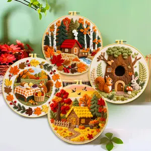 Choose Your Woodland 2-Pack! Hand Embroidery Kit Set – 2 Complete DIY Kits per Set, Nature-Inspired Wall Art for Beginners