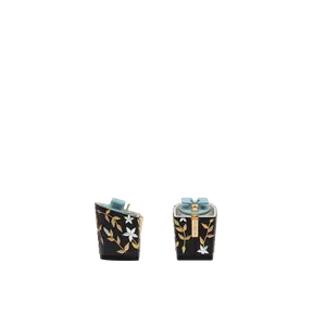 Block Heel Kit 3 Coal Gold Floral Embroidery