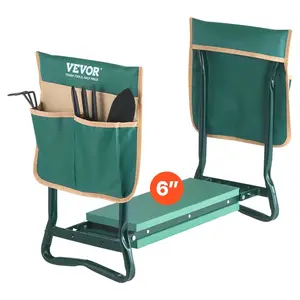 VEVOR Garden Kneeler and Seat, 6 in Wide Kneeling Pad, Heavy Duty Garden Kneeling Stool, Folding Garden Seat with 2 Tool Bags, Relieve Knee Back Pain, Portable Garden Bench for Women Grandparents