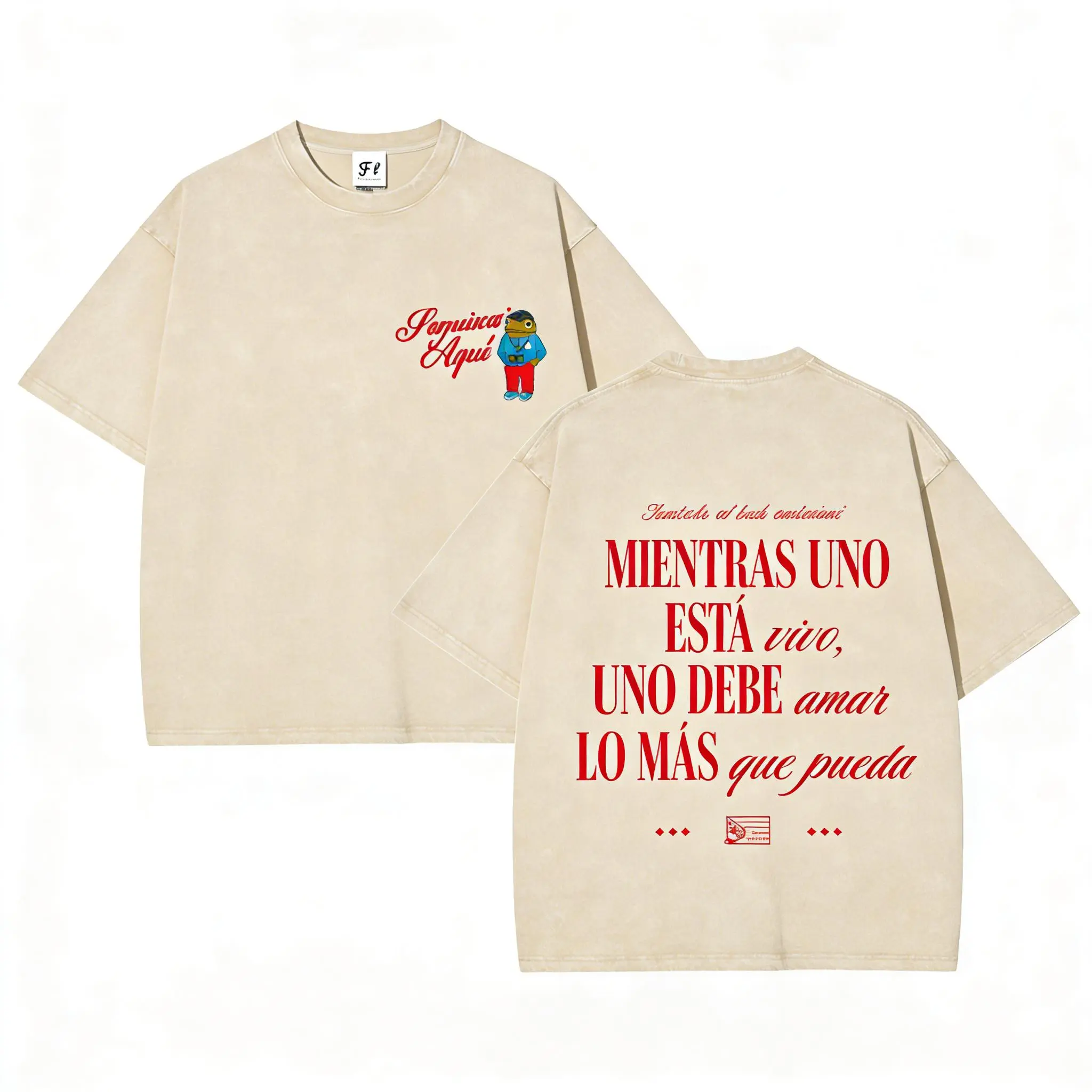 Washed T-shirt-Apricot