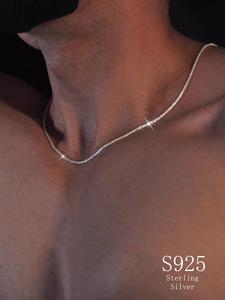 925 sterling silver chain necklace, couples gifts, fashion jewelry for party, daily clothing decor, trendy all-match & exquisite jewelry for birthday gift, gifts for her, necklaces men