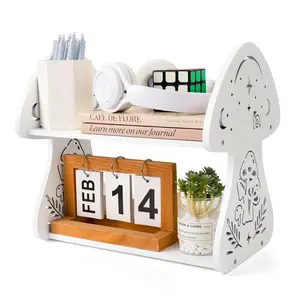 FNYDOX Small Cute Mushroom Shelf for Desktop Storage, Mini Mushroom Desktop Book Shelves, White Versatility Organizers for Women, Kids