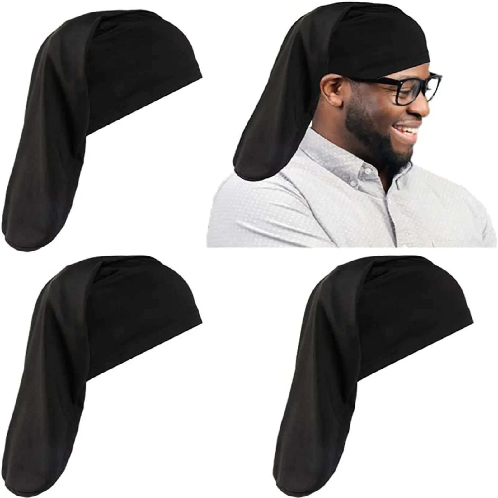 Humwam 3PCS Unisex Elastic Silky Jumbo Sleeping Cap for Dreadlocks – Breathable Heatless Head Wrap, Frizz Control Hair Bonnet Ideal for Long Hair