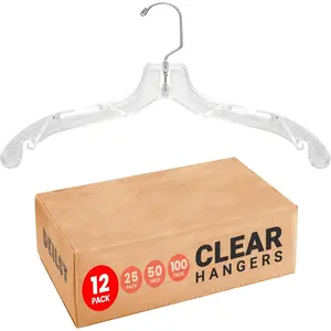 ™ clear plastic hangers 12 pack durable clothes hangers for wardrobe organization, essential plastic hangers for garments, versatile coat hangers for home and retail use