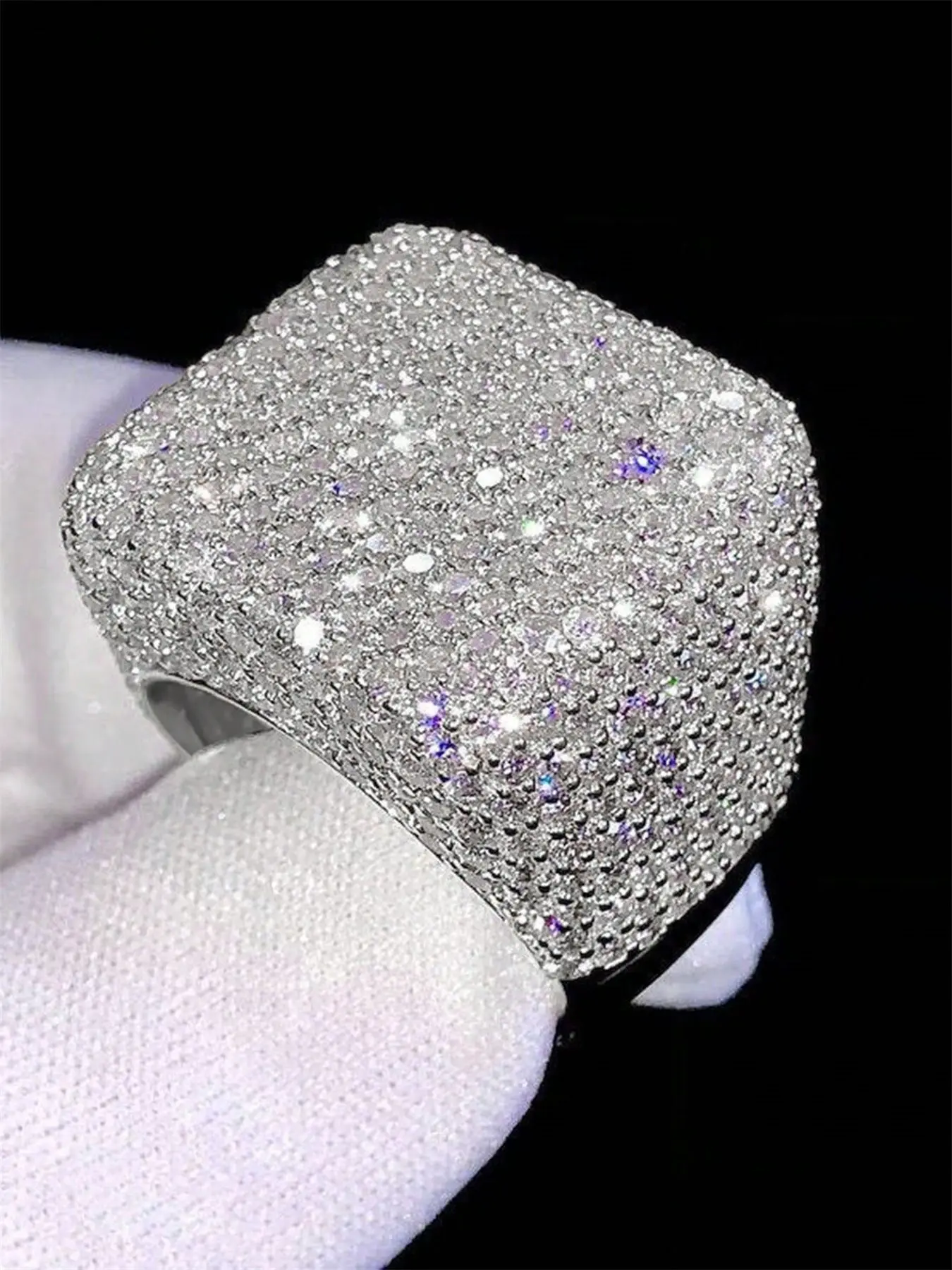 1 PC Gorgeous Sparkly Cubic Zirconia Multi Cut Cluster Statement Ring, Cz Ring For Women Engagement Rings For Wedding Engagement Party Jewelry Valentine's Day Gift Artificial Gemstone Ring