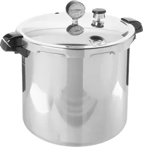 Presto 01784 23-Quart Induction Compatible Pressure Canner Silver Aluminum Full-Size Consumer Safe USDA-Approved Dual Functionality Large Capacity Versatile Use