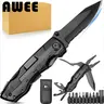 AWEE Gifts for Men,Multitool Pocket Knife with Blade,Stocking Stuffers for Men,Christmas Valentinens Day Fathers Day Birthday Gifts for Him Dad Husband,Camping,Emergency,Outdoor, knife pocket multitool Folding Stainless Steel