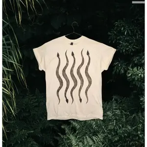 Snake Linoprint Unique Hand Printed Pattern Python Short Sleeve Unisex T-Shirt , Hottrend Fashion
